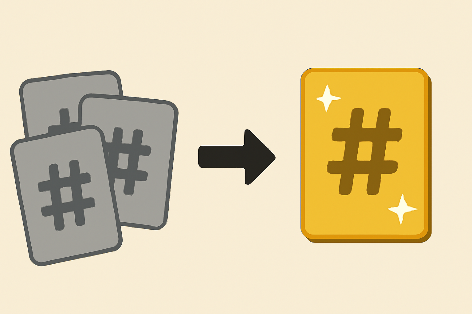 digital forge merging common gray cards into shiny rare gold hashtag kards