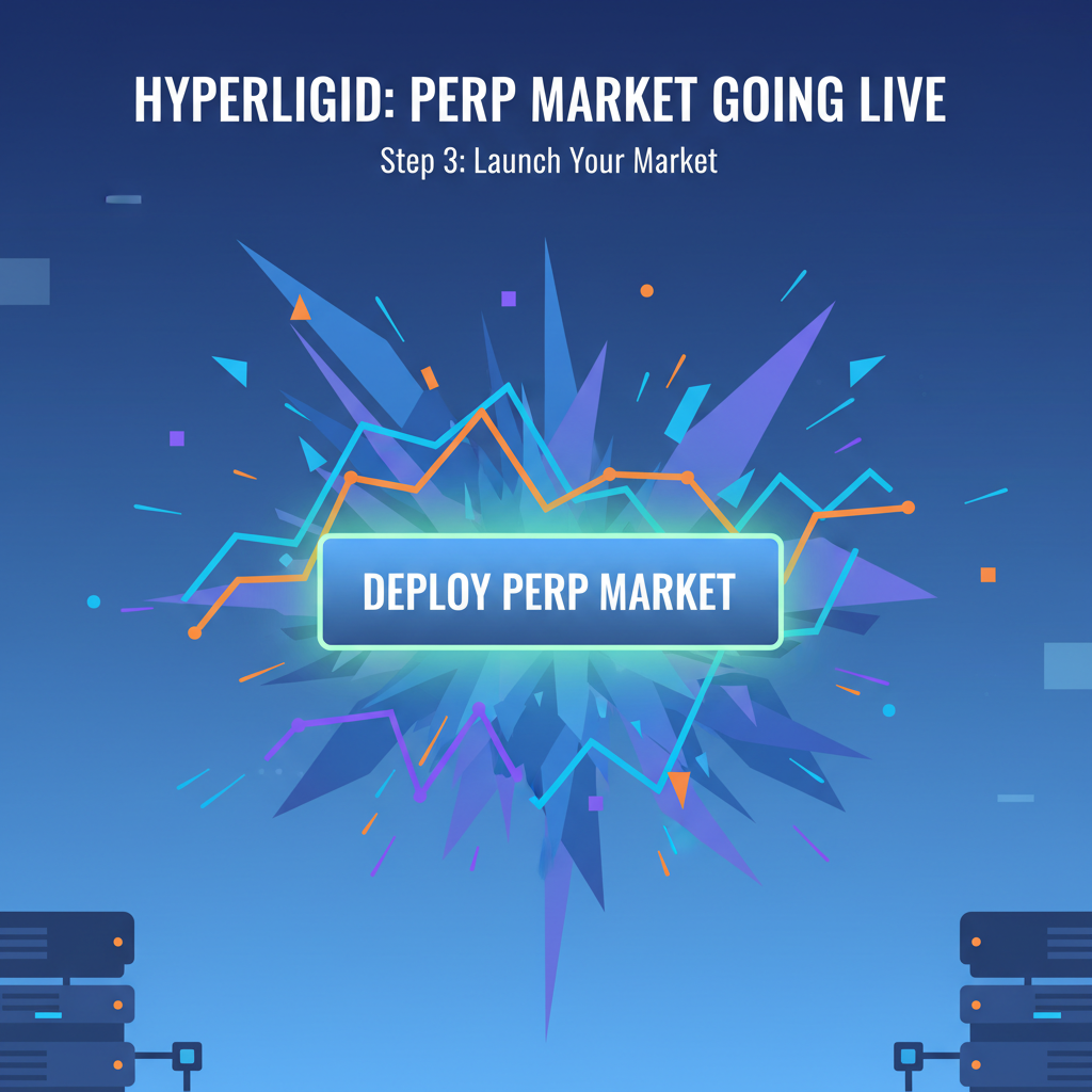 deploy button glowing green on Hyperliquid launch screen, perp market going live, explosion of charts