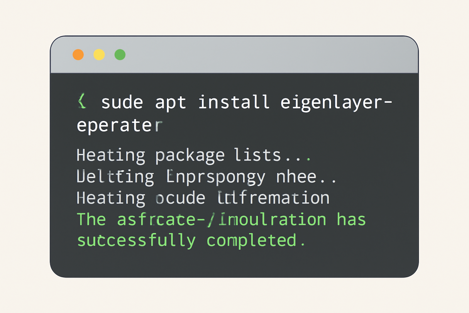 terminal window installing eigenlayer operator software on linux, code output success green