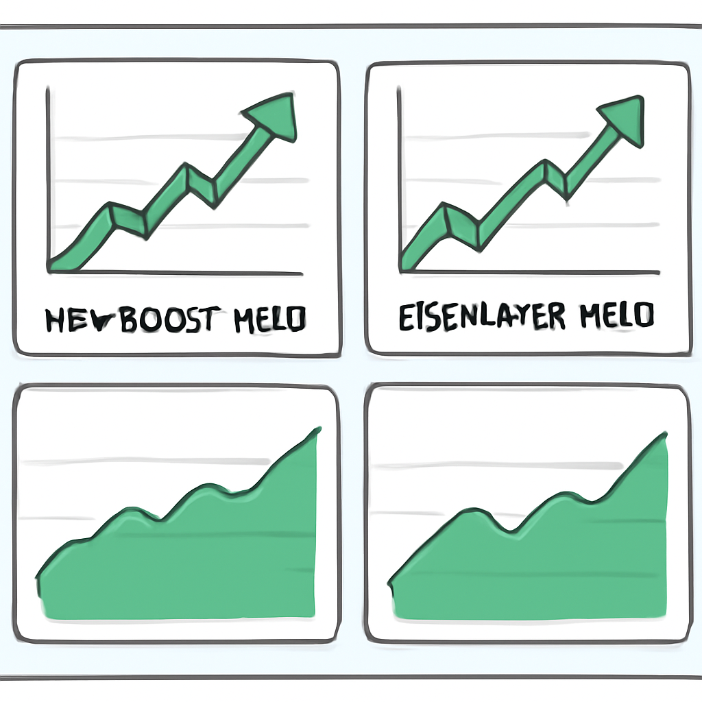 multi-panel dashboard showing mev-boost and eigenlayer yields spiking, charts green