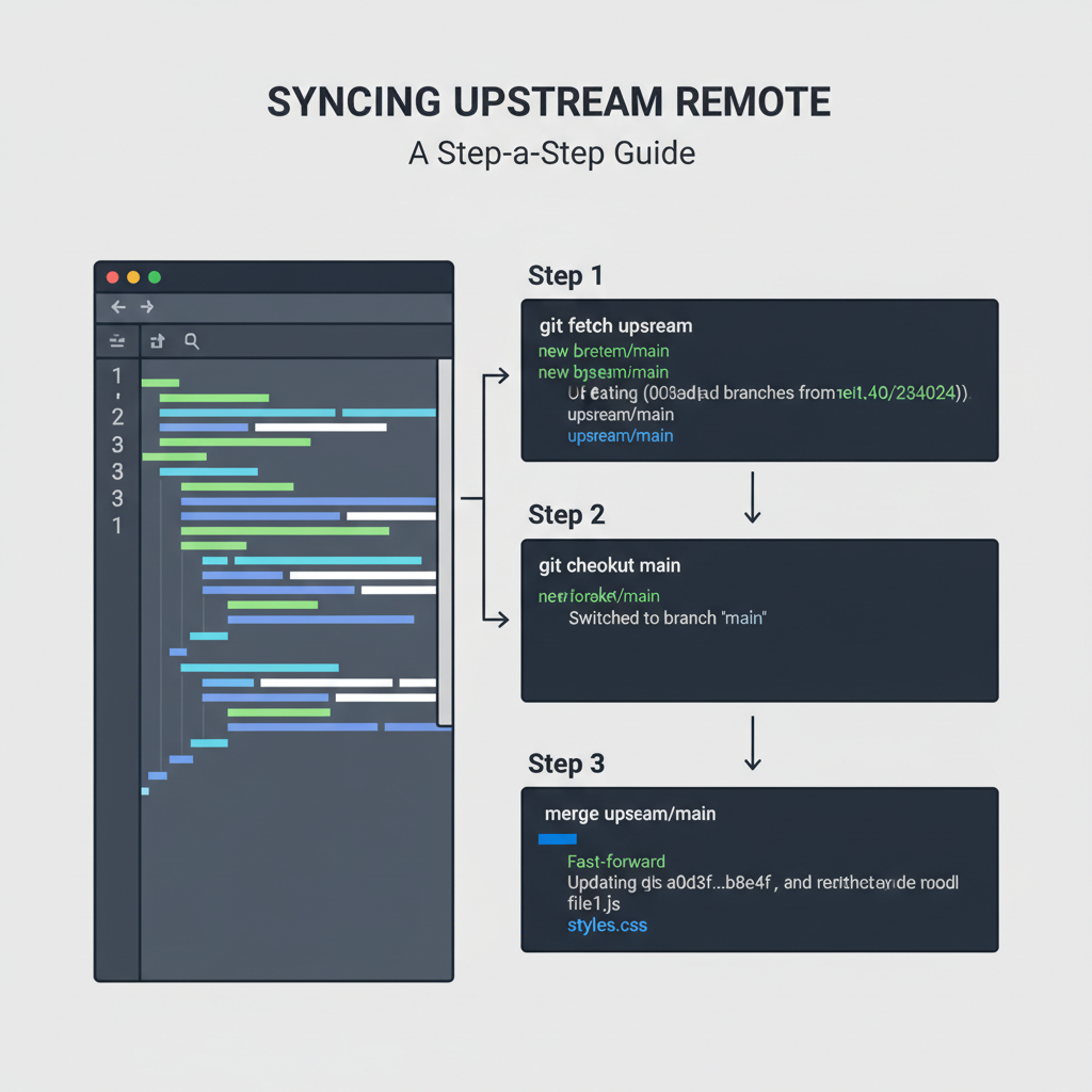 git terminal commands syncing upstream remote, code screen