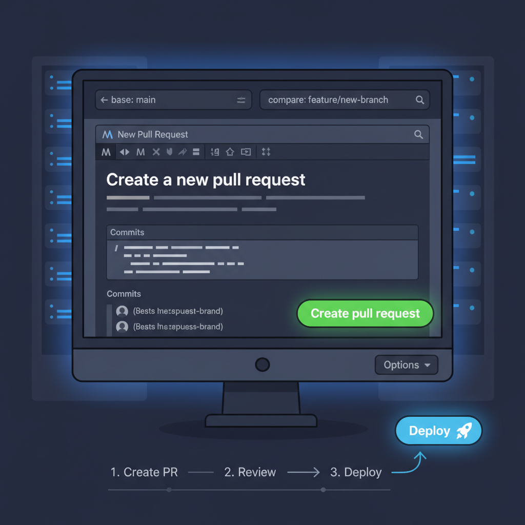 github pull request creation, deploy button