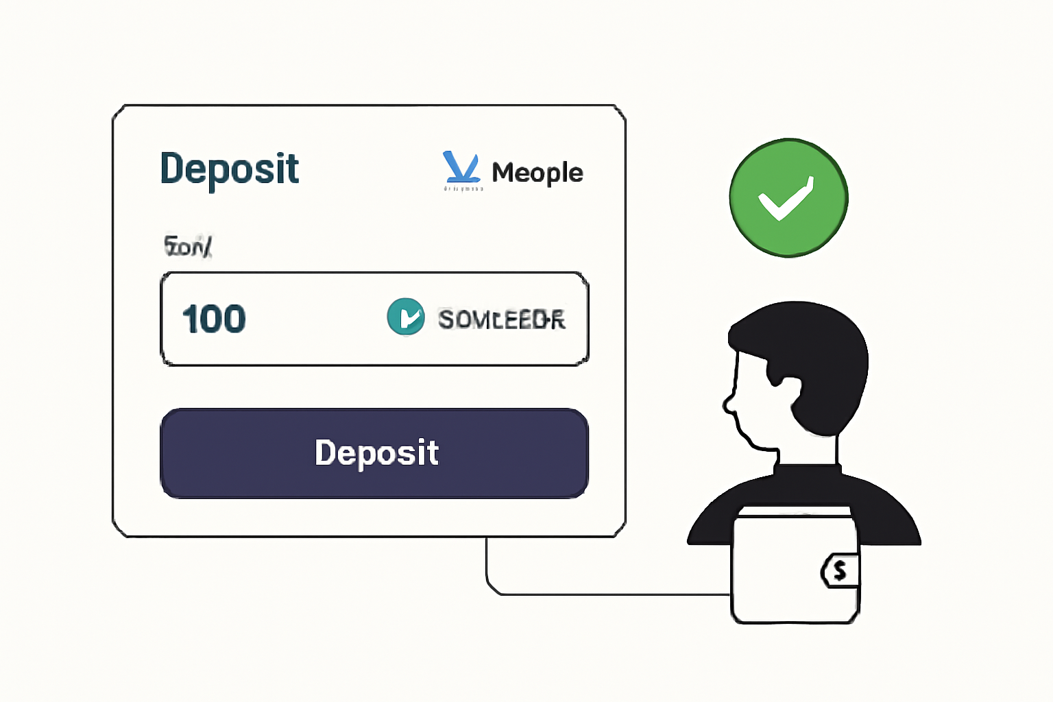 User depositing syrupUSDC tokens into Morpho vault interface, green checkmark confirmation, wallet connection animation, clean DeFi UI