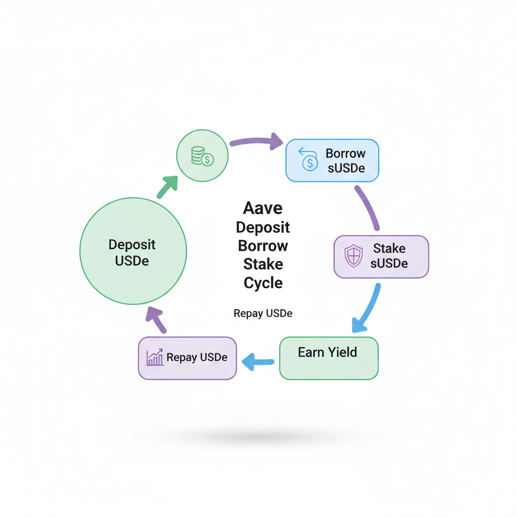 looping cycle diagram Aave deposit borrow stake sUSDe USDe