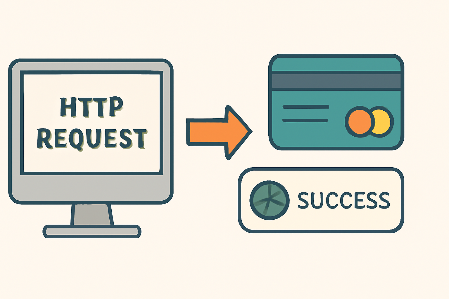 A client resending an HTTP request with payment credentials attached, showing successful transaction status.
