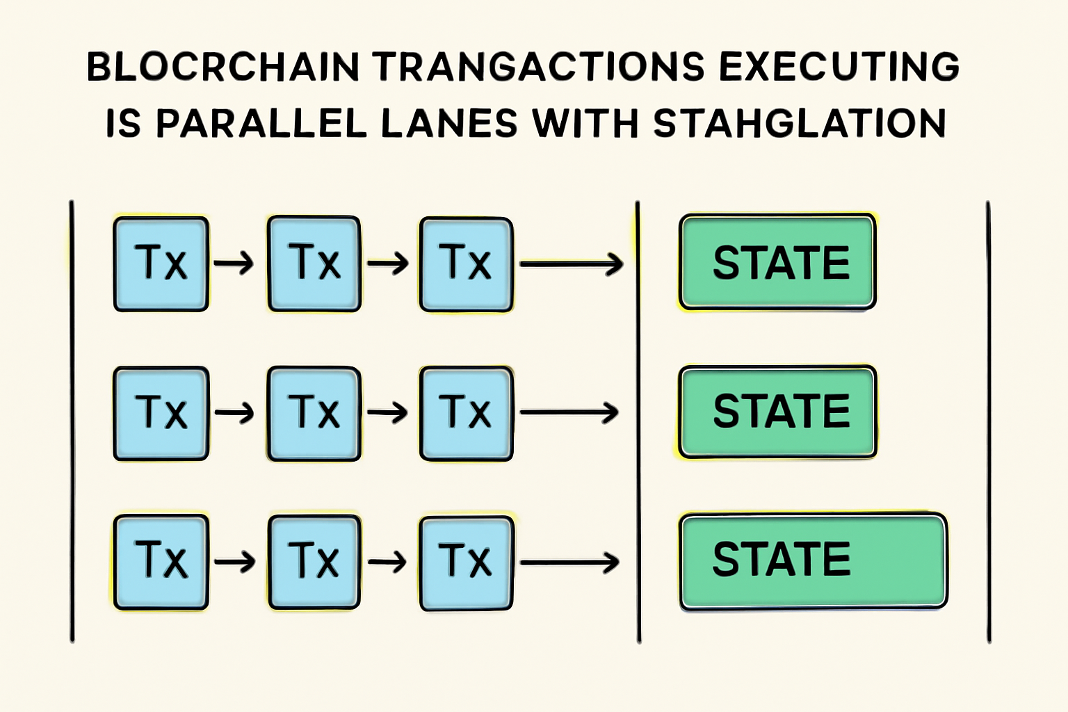 diagram of blockchain transactions executing in parallel lanes with state isolation