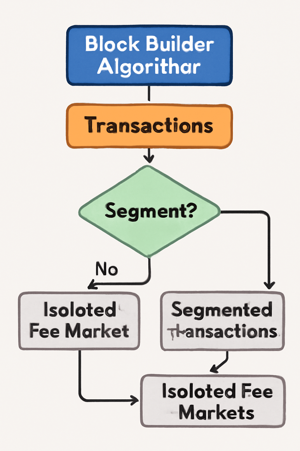 block builder algorithm flowchart segmenting transactions into isolated fee markets