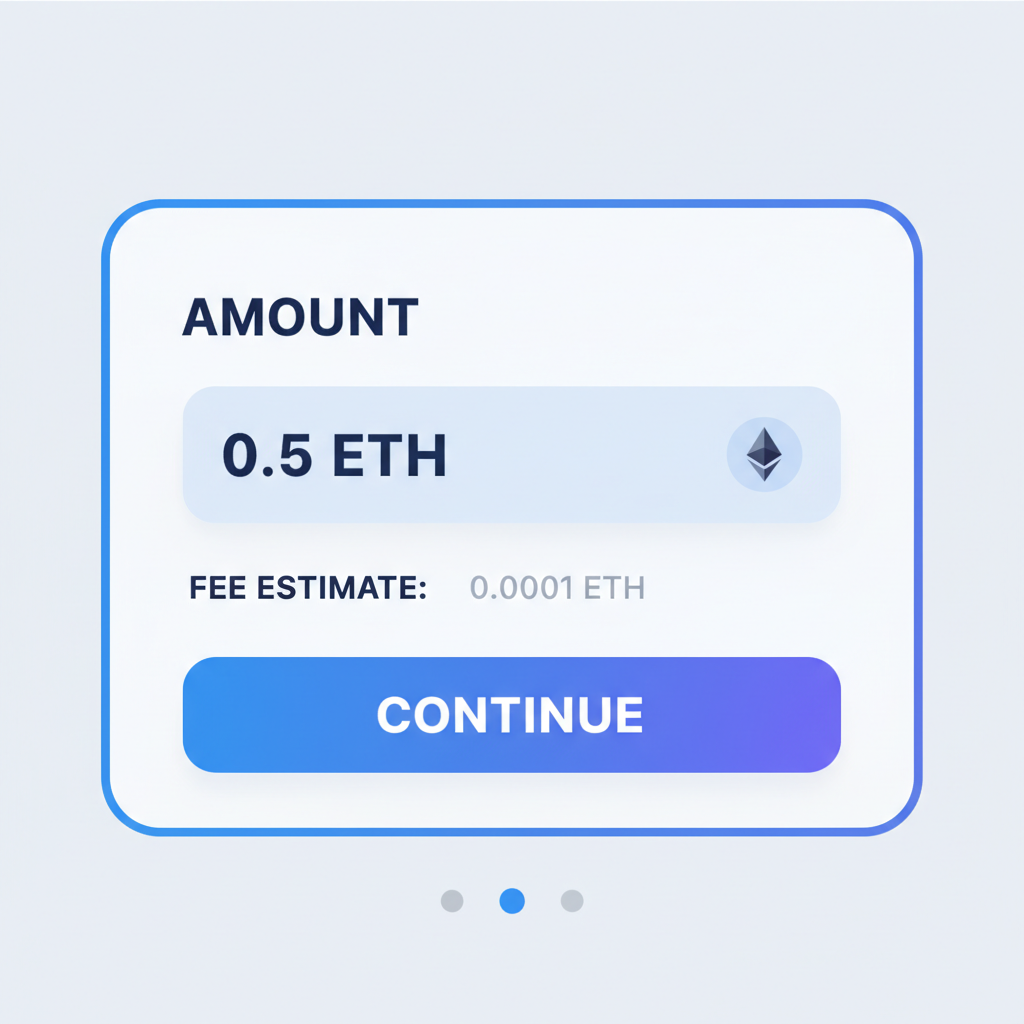 Superbridge amount input field with ETH value, fee estimate visible, clean form UI