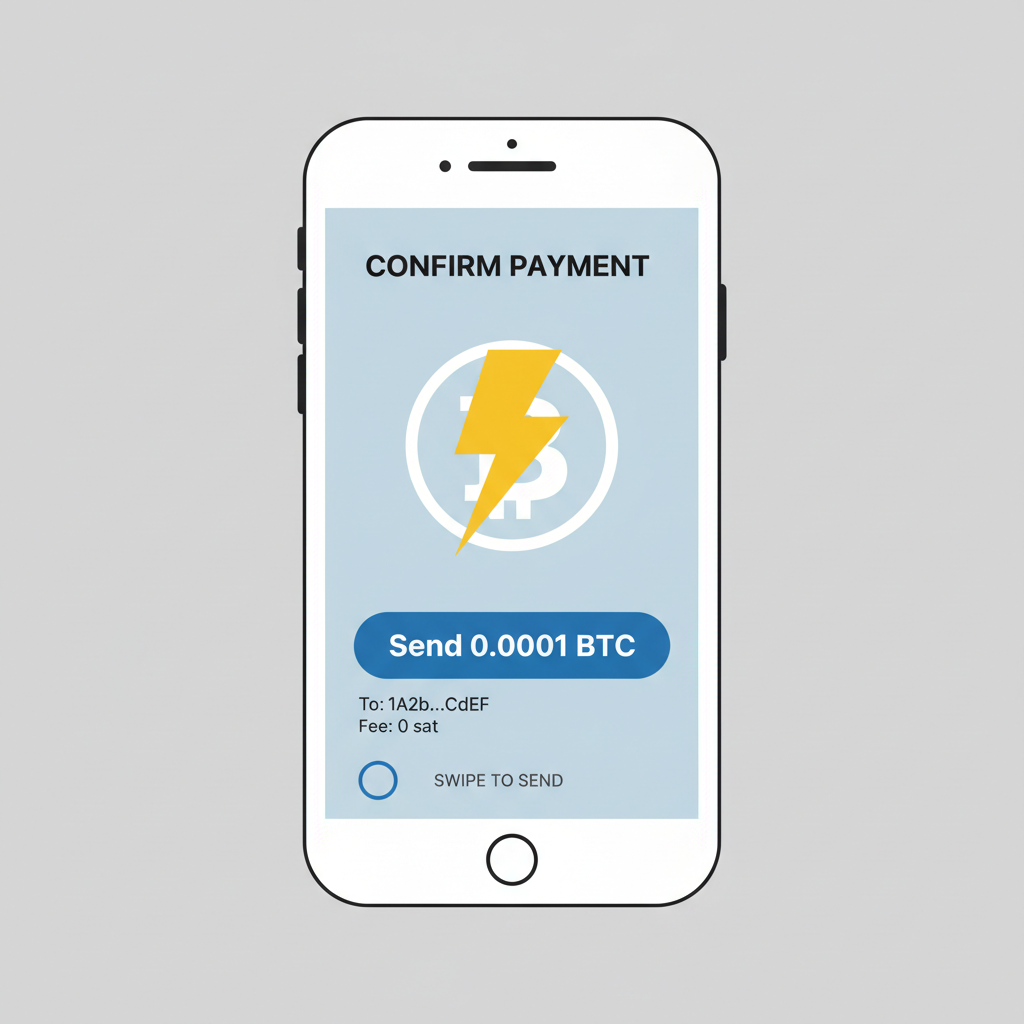 transaction confirmation wallet screen bitcoin lightning bolt