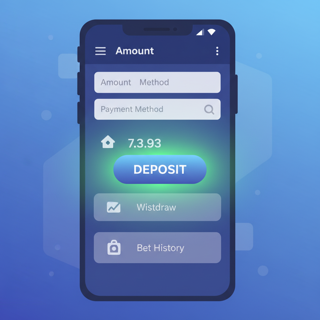 deposit button highlighted on betting app interface vibrant green glow