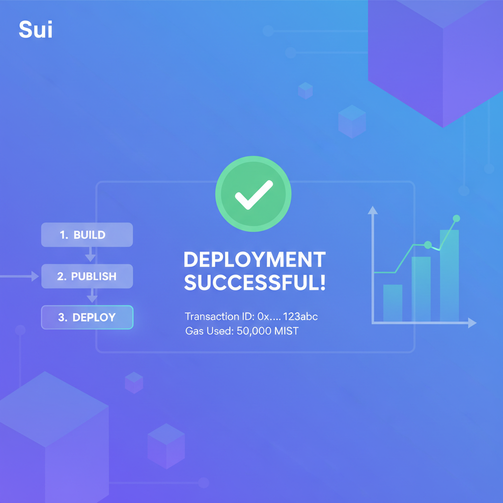 Sui devnet deployment success screen, blockchain transaction visualization