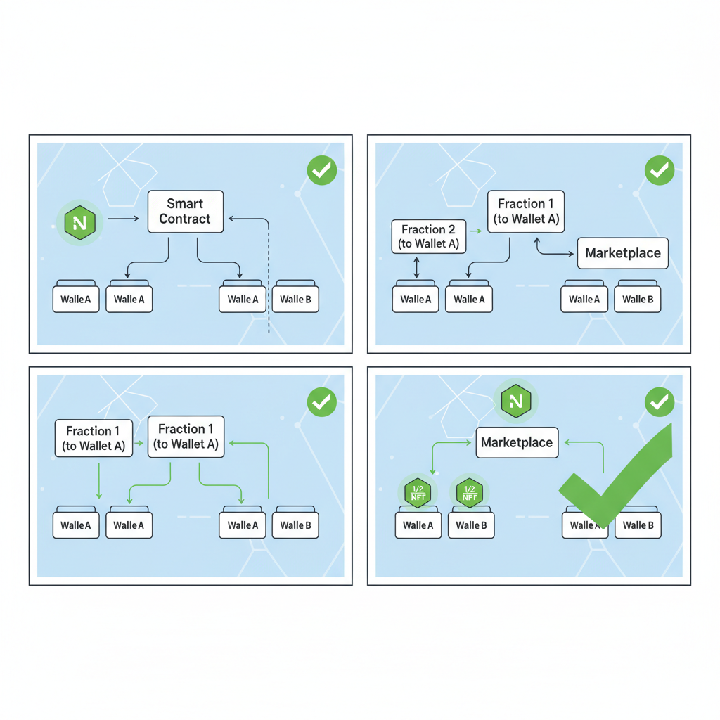 small NFT drop testing blockchain split transaction, green checkmarks