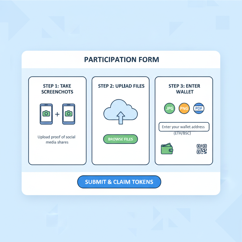 upload form on airdrop dashboard, screenshot icons, wallet address input field