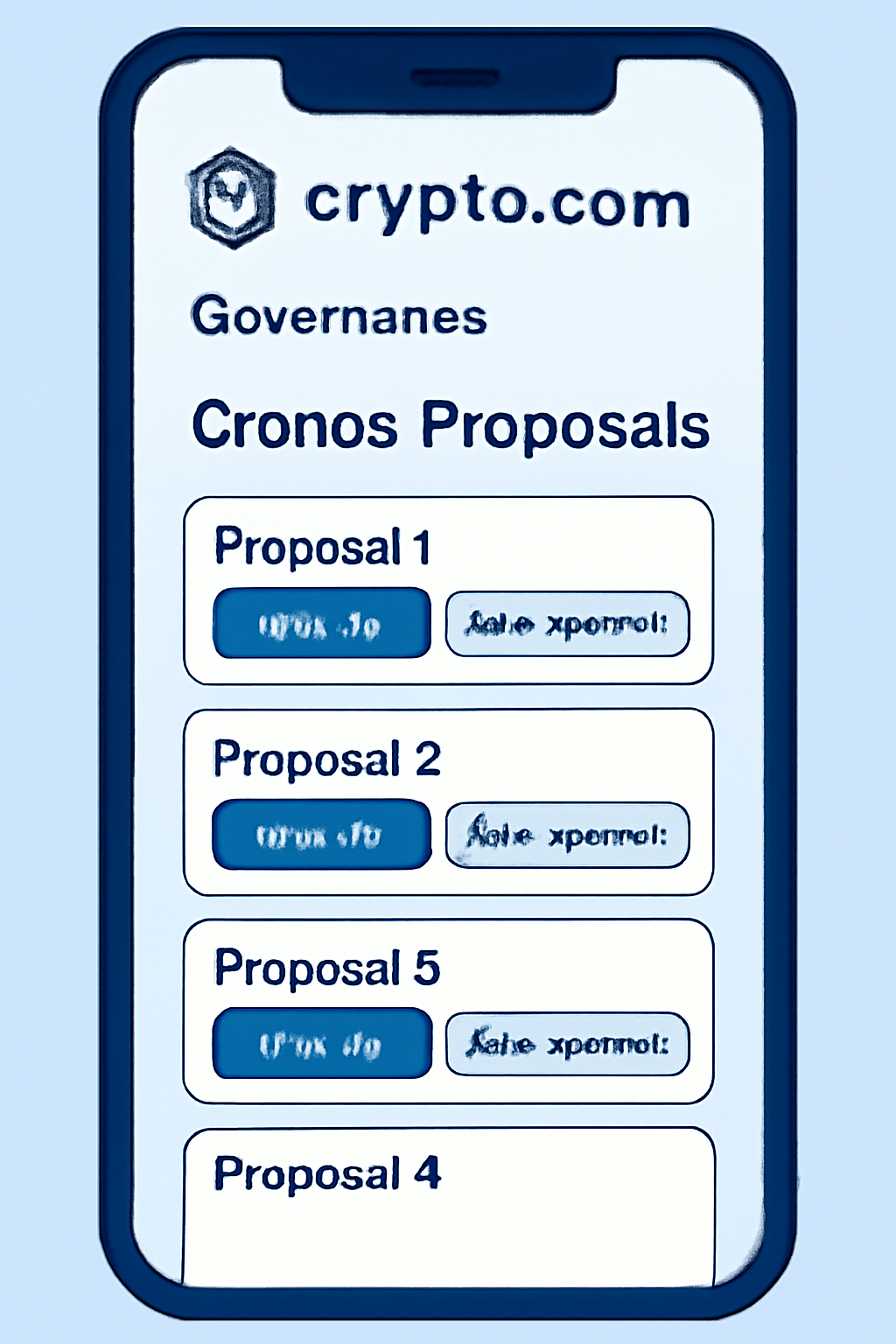 Crypto.com app governance voting screen with Cronos proposals list