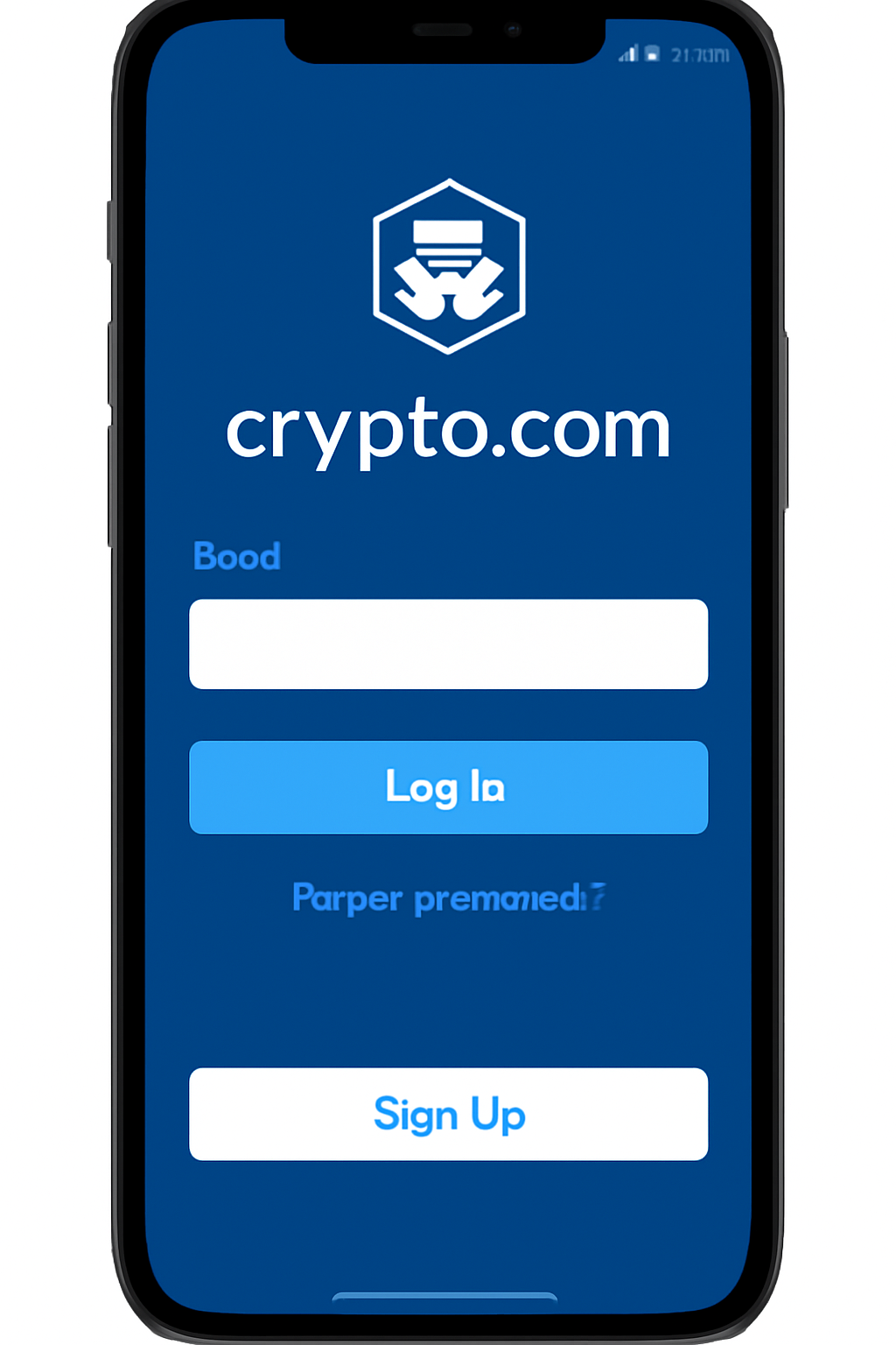 clean screenshot of Crypto.com app login screen on smartphone