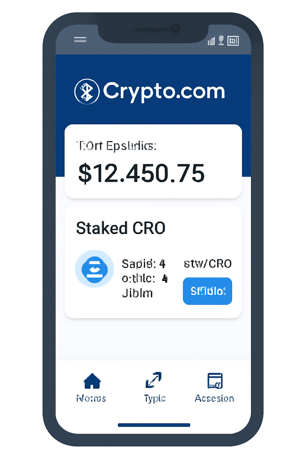 Crypto.com app dashboard displaying staked CRO rewards ready to claim