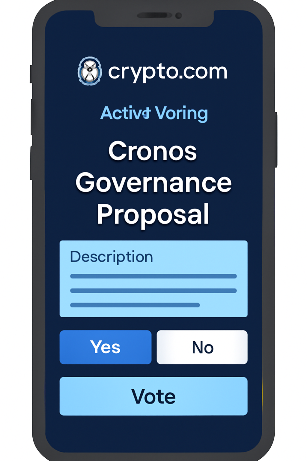 Crypto.com app active voting interface for Cronos governance proposal