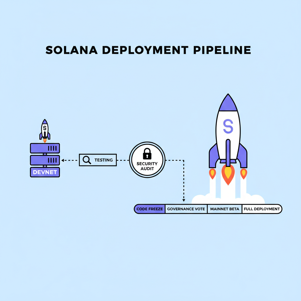 Testing pipeline from devnet to mainnet deployment with Solana rocket launch