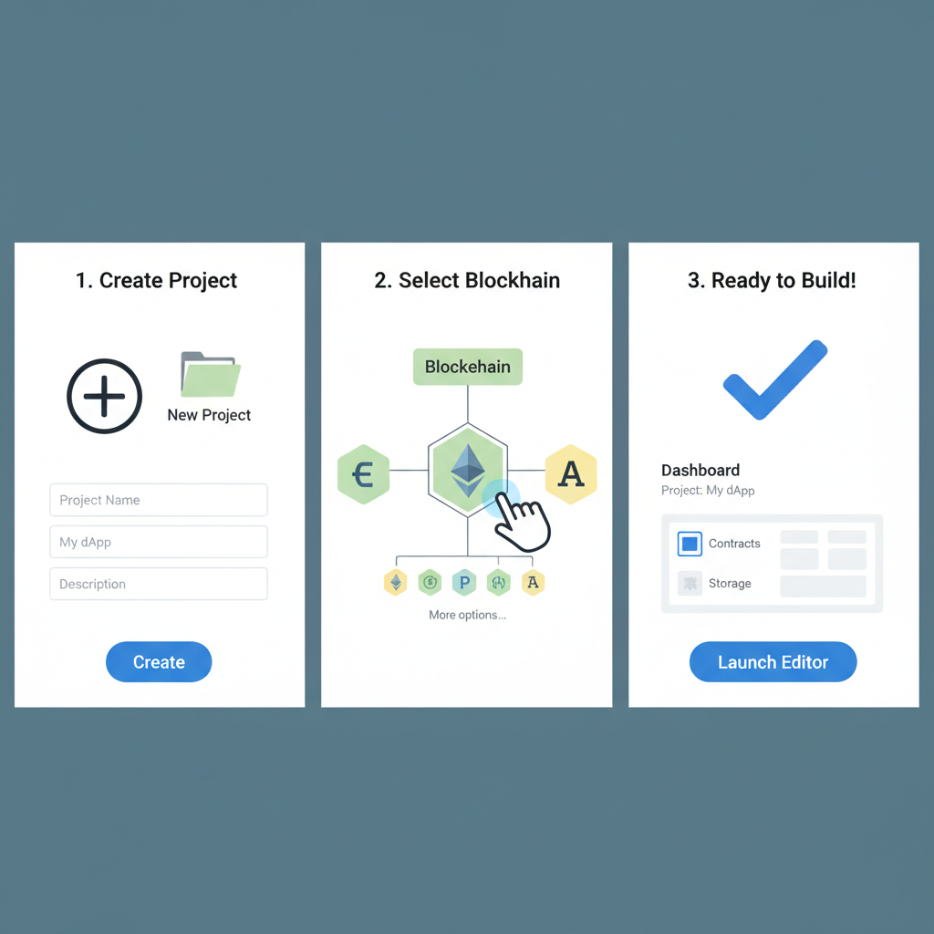 thirdweb create new project interface, blockchain selection, simple UI