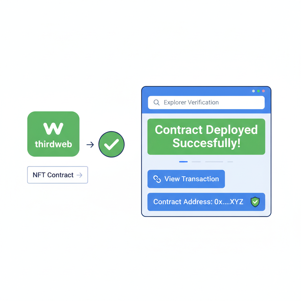 thirdweb NFT contract deployment success, explorer verification link