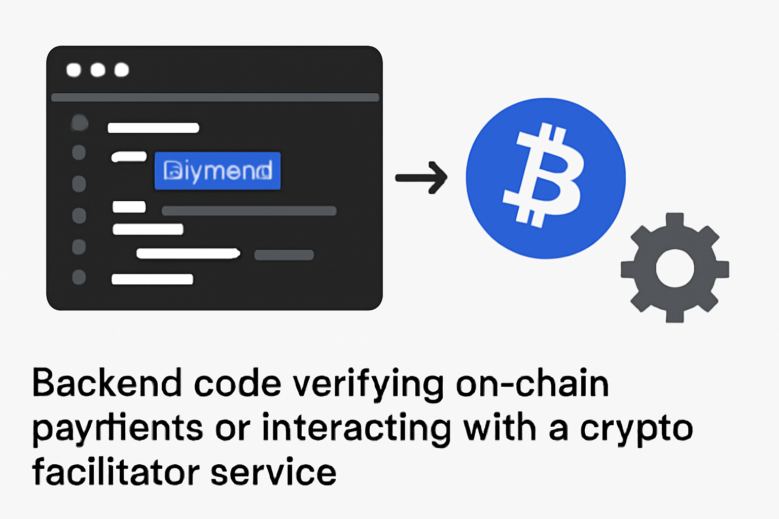 Backend code verifying on-chain payments or interacting with a crypto facilitator service, technical and clear interface