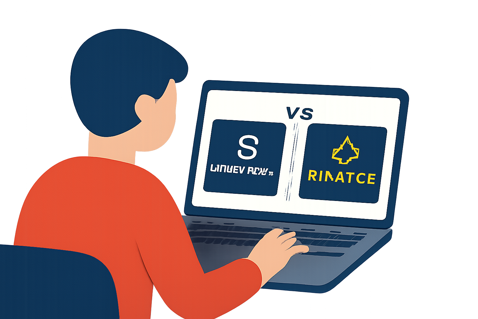 a person comparing sports fan token platforms on their laptop, with logos of Socios.com and Binance visible, modern digital style