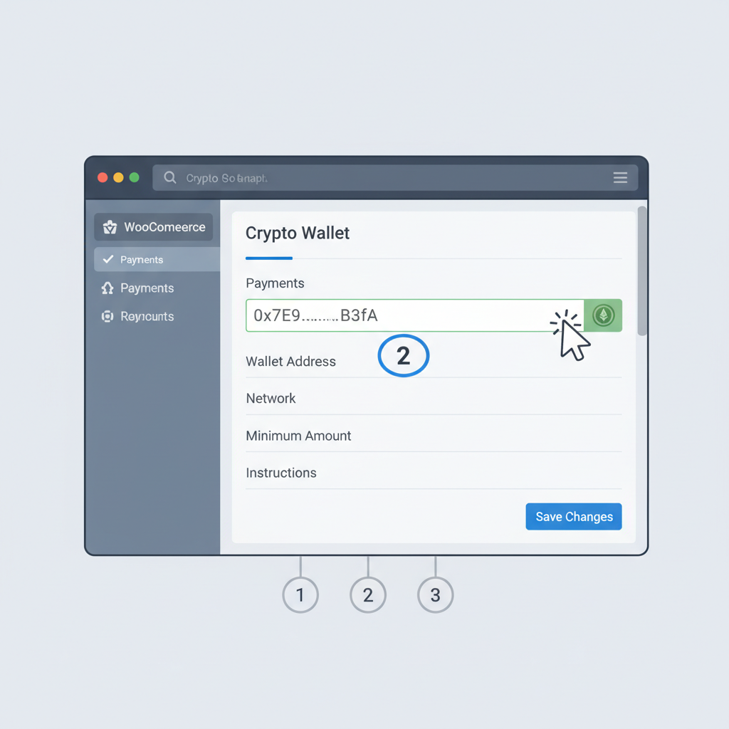 Entering crypto wallet address in WooCommerce settings