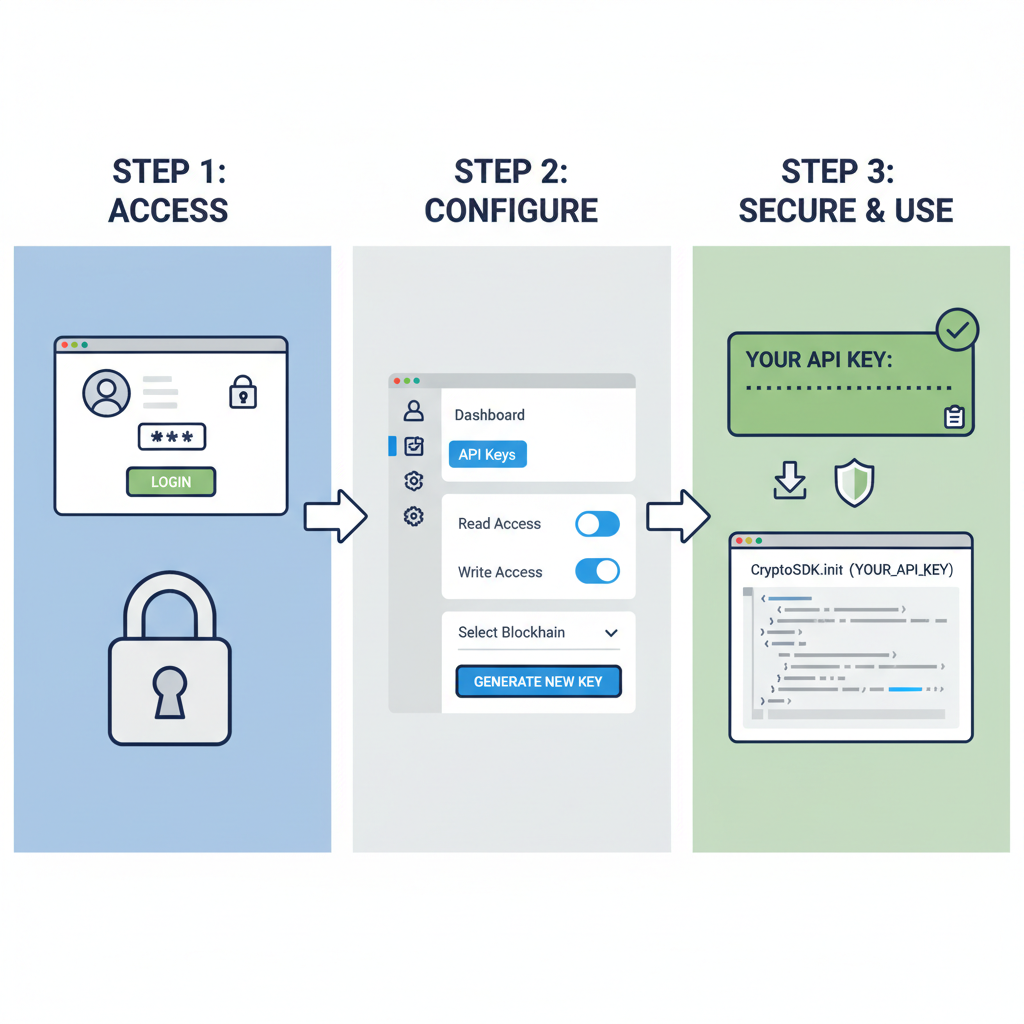 Web dashboard generating secure API keys for crypto SDK