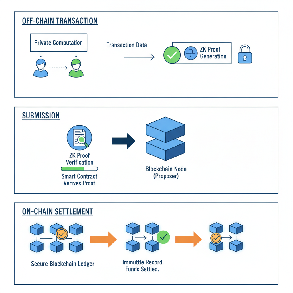 on-chain settlement with zk proof verification, secure blockchain nodes