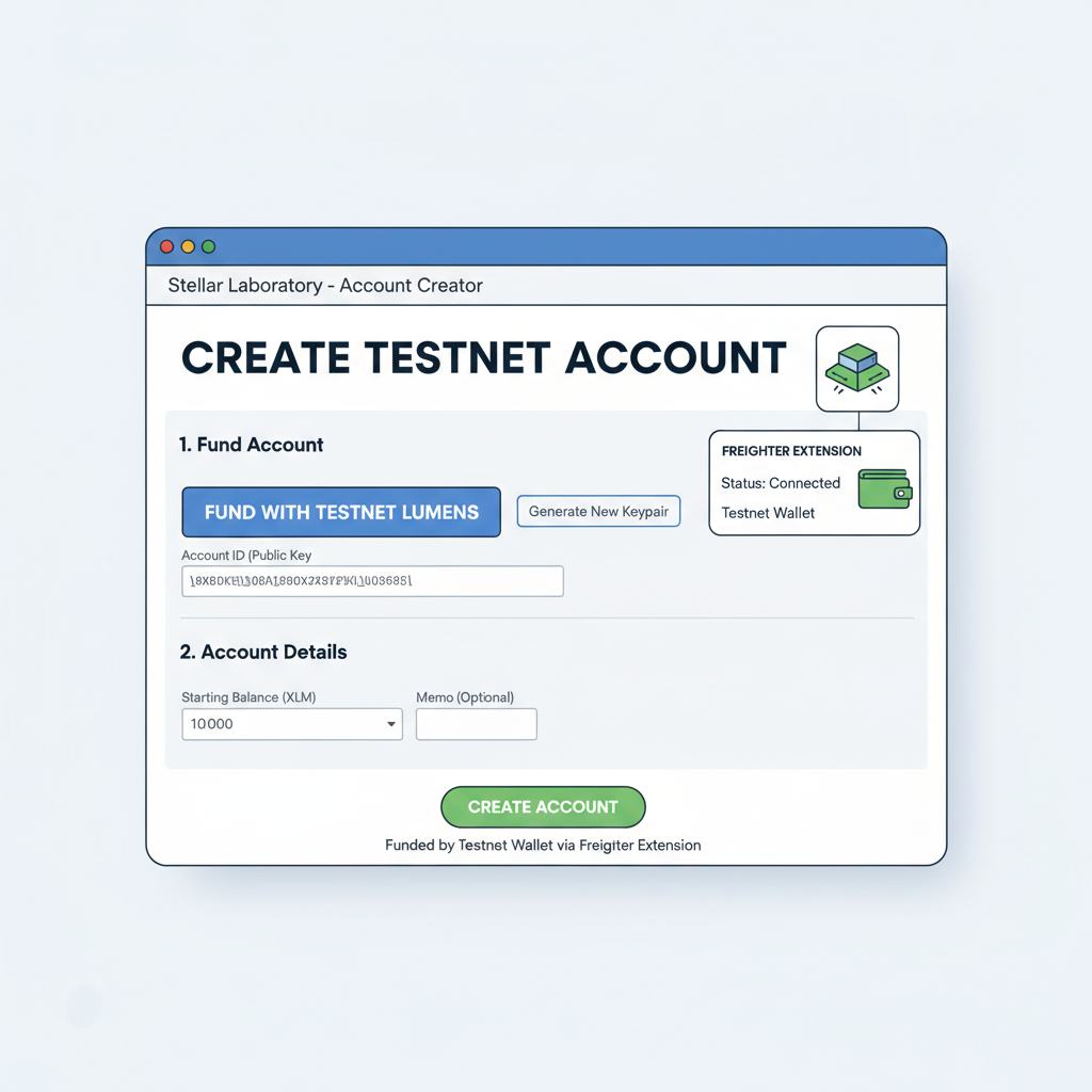 stellar laboratory account creator page funded testnet wallet freighter extension