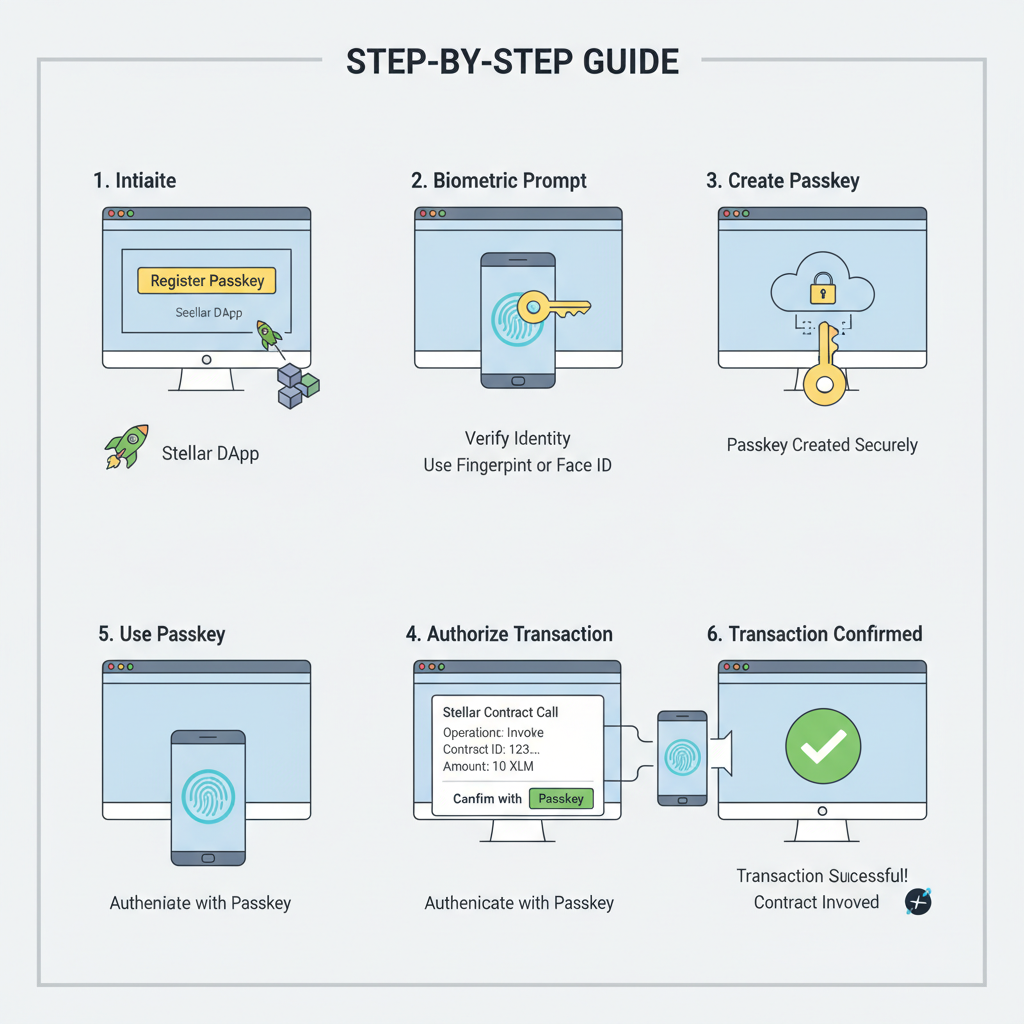 browser webauthn passkey registration biometric auth stellar contract invoke