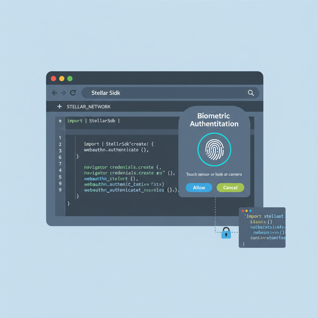 browser code editor webauthn api stellar sdk integration biometric prompt