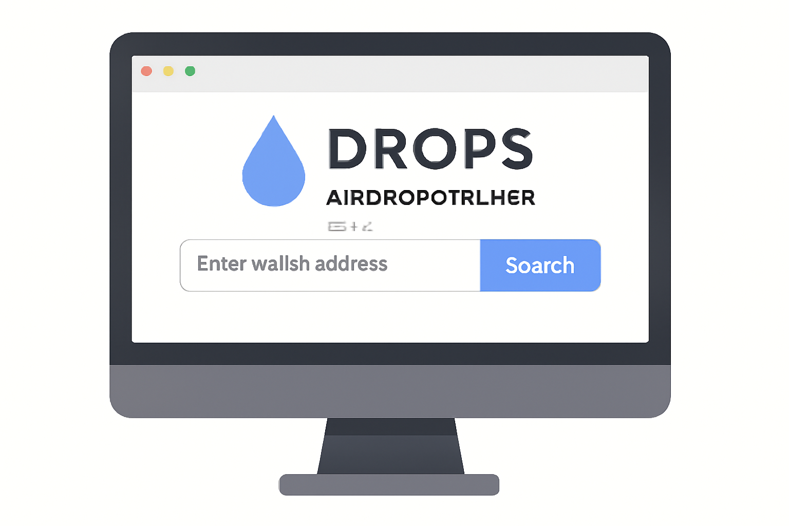 A computer screen displaying the Drops Airdrop Checker homepage with a search bar for wallet addresses, styled in a modern, clean UI.