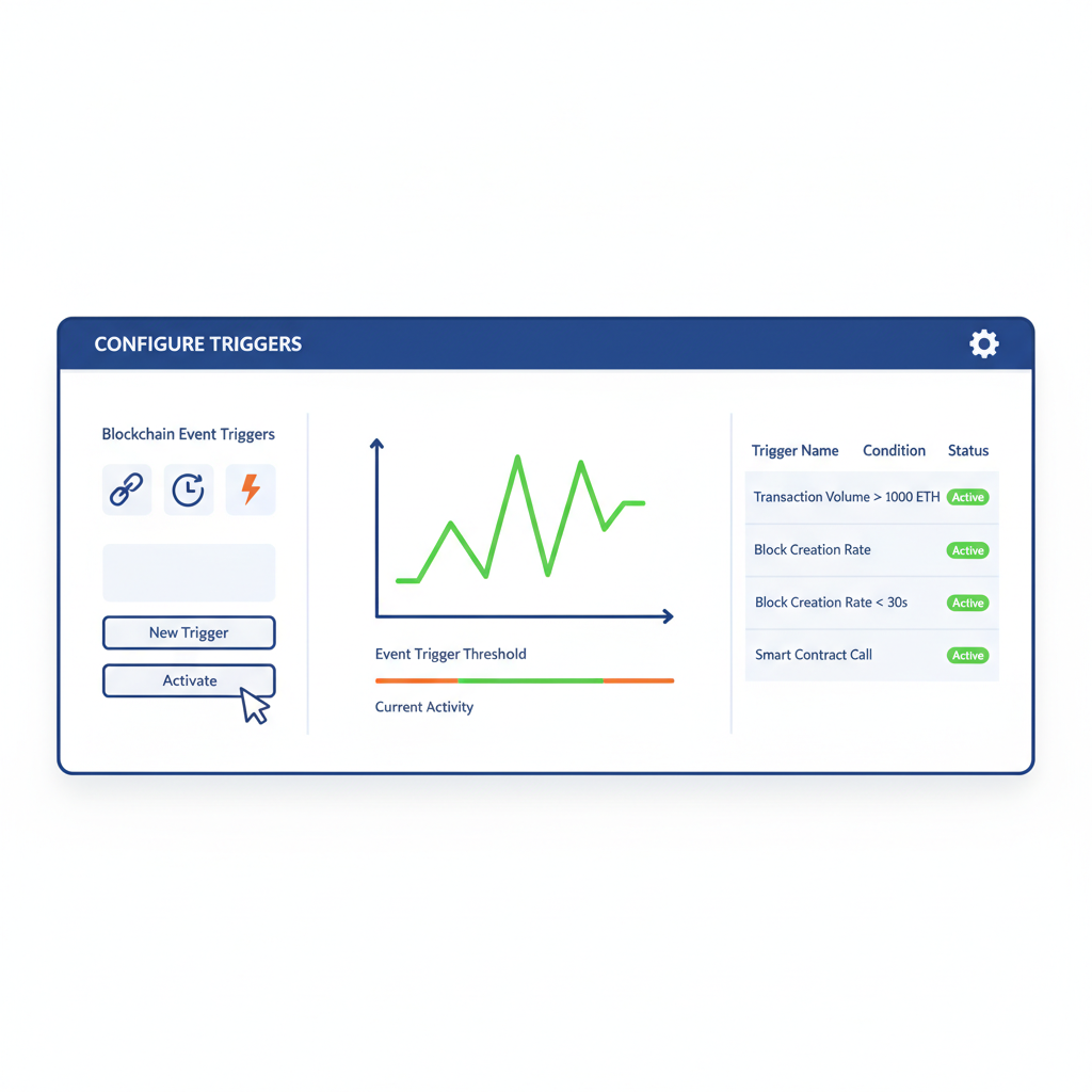 dashboard configuring blockchain event triggers graph spiking
