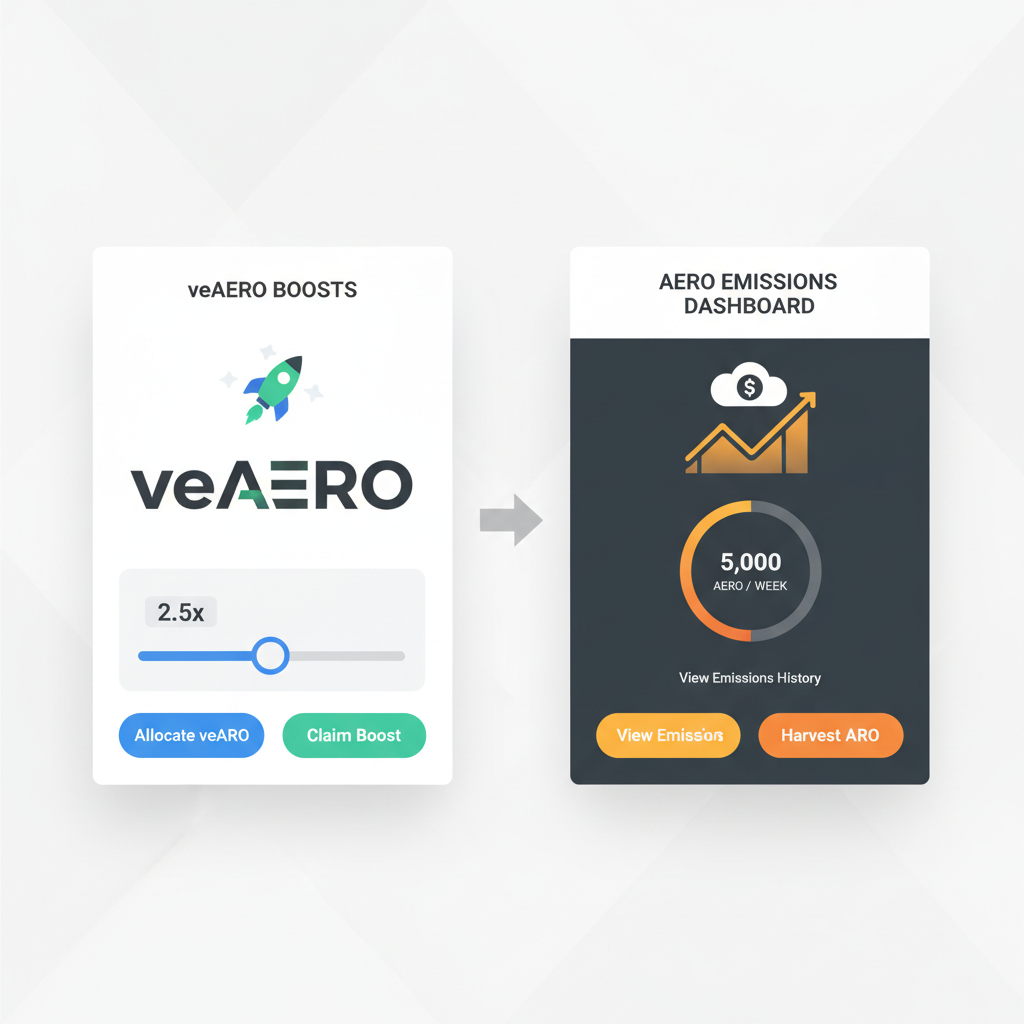Aerodrome veAERO boosts and AERO emissions dashboard