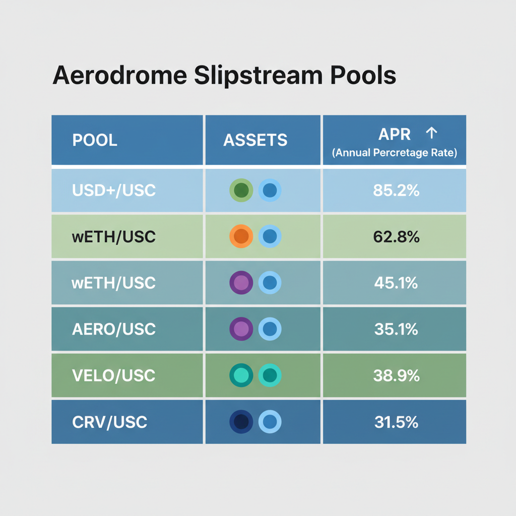 Aerodrome Slipstream pools table sorted by highest APR