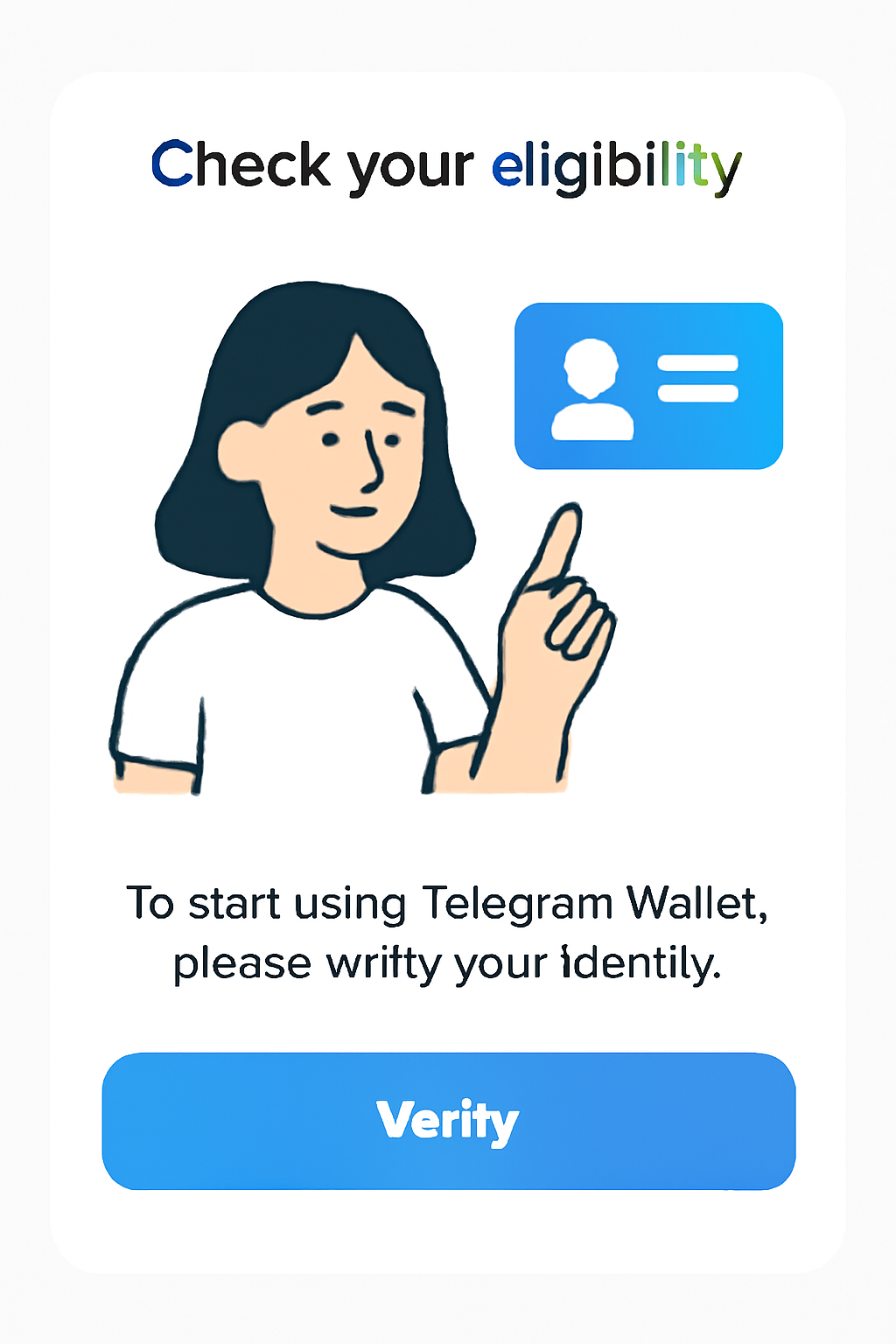 Telegram Wallet eligibility check screen, verification prompt