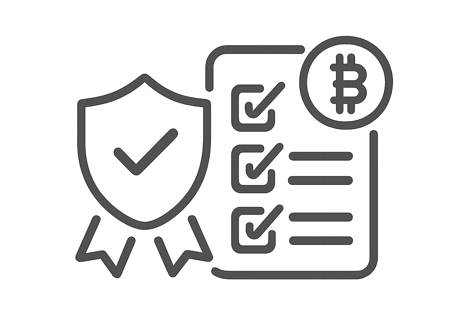 clean icon of compliance badge and checklist on crypto website