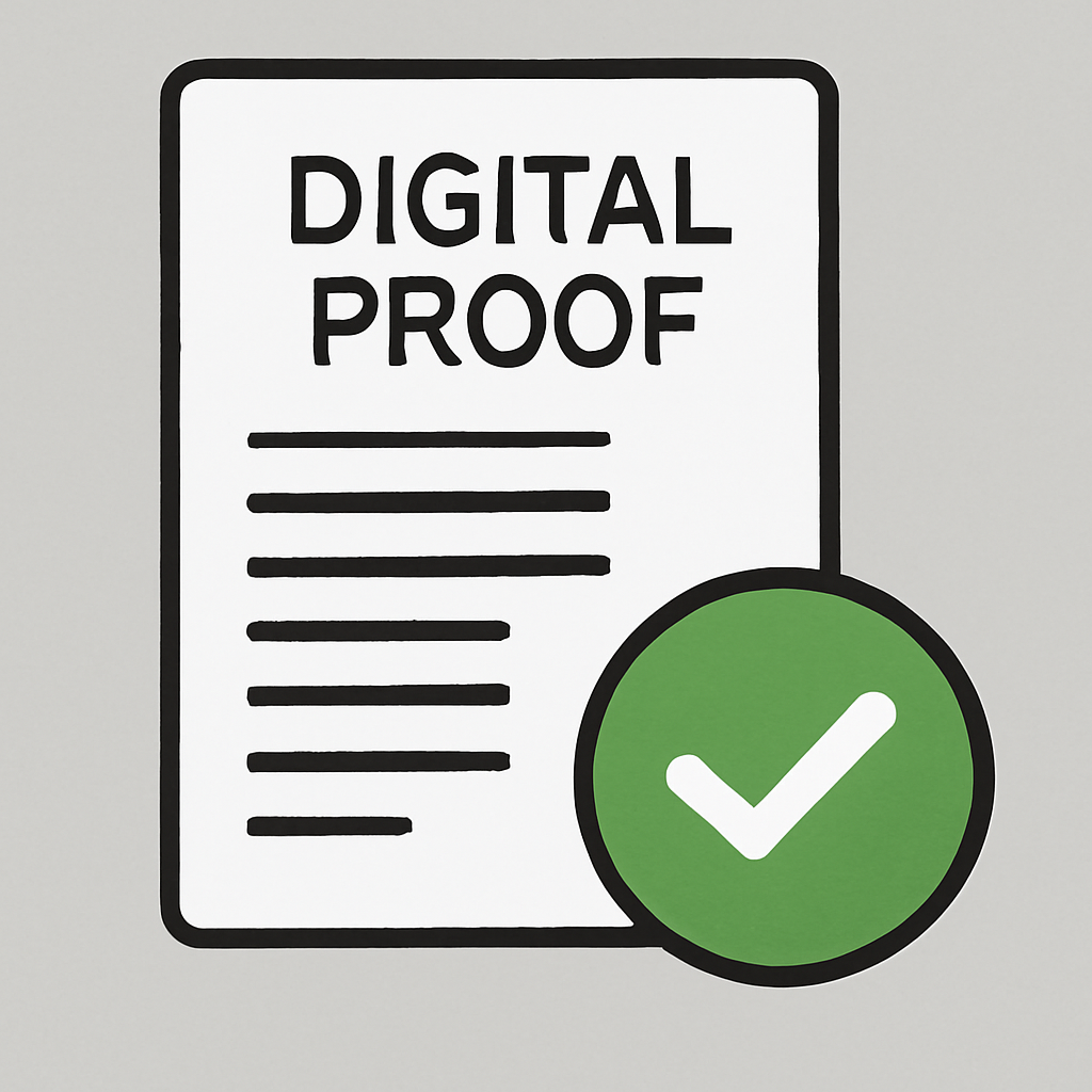 digital proof document with zero-knowledge verification checkmark