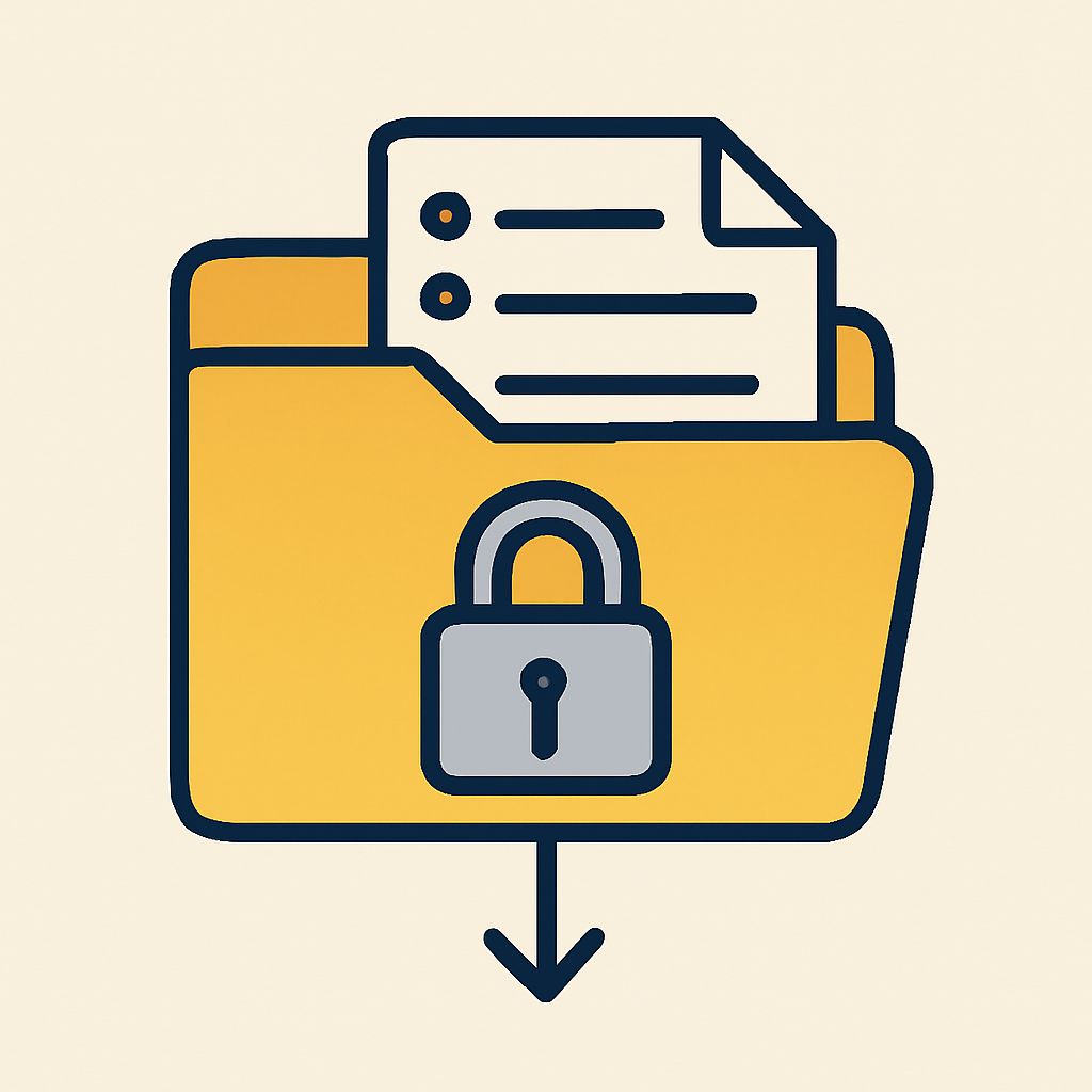 folder icon with locked audit logs and download arrow