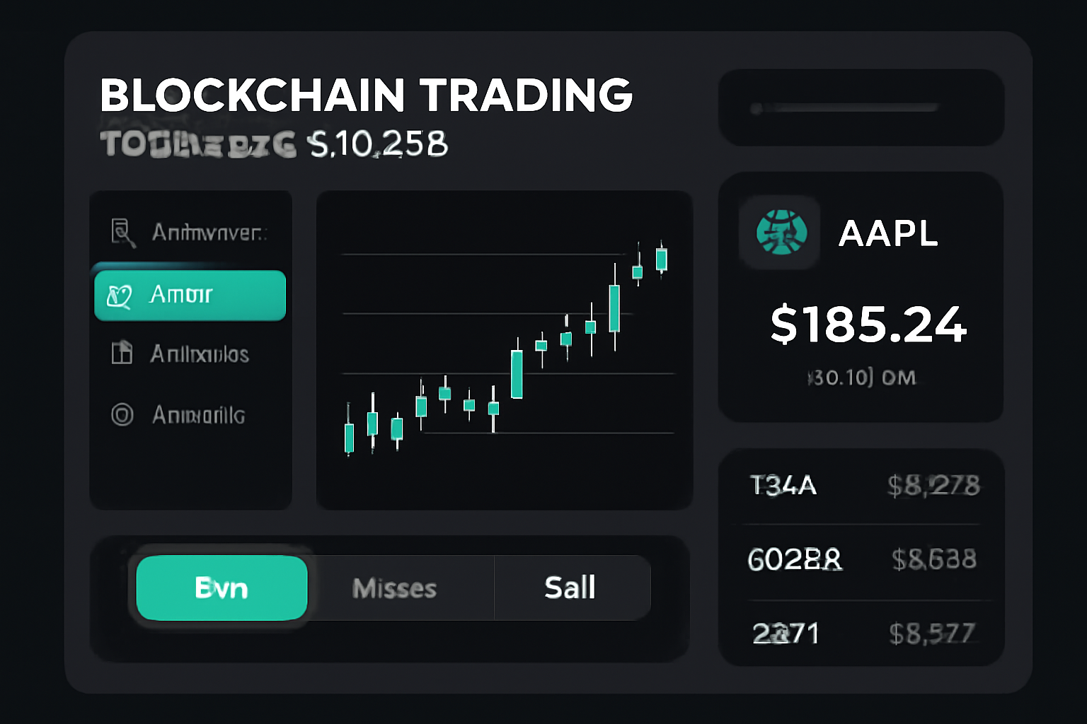 sleek blockchain trading dashboard for tokenized stocks on dark futuristic interface
