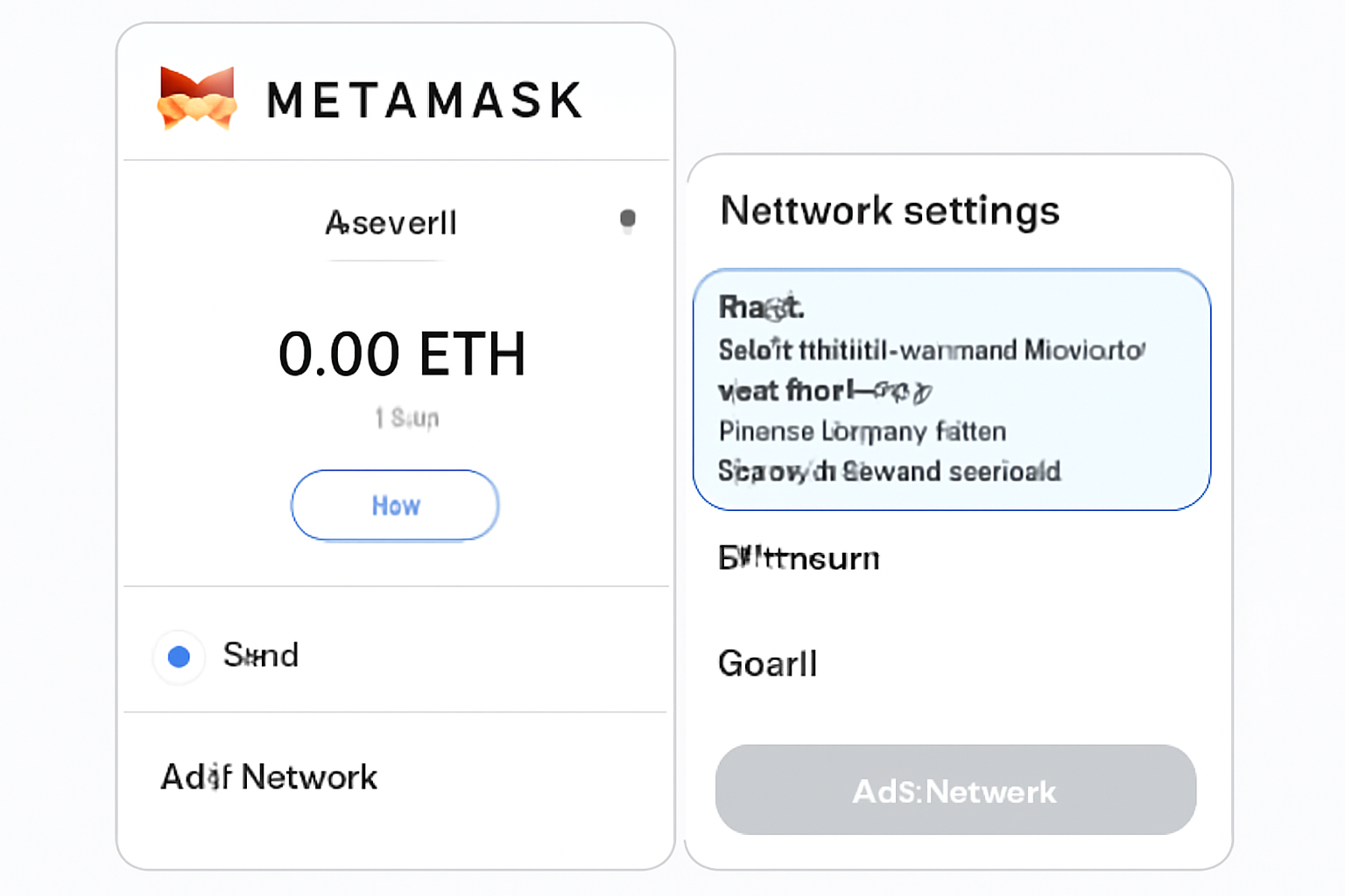 A MetaMask wallet interface with network settings open, highlighting the Base network details, in a clear and educational graphic.