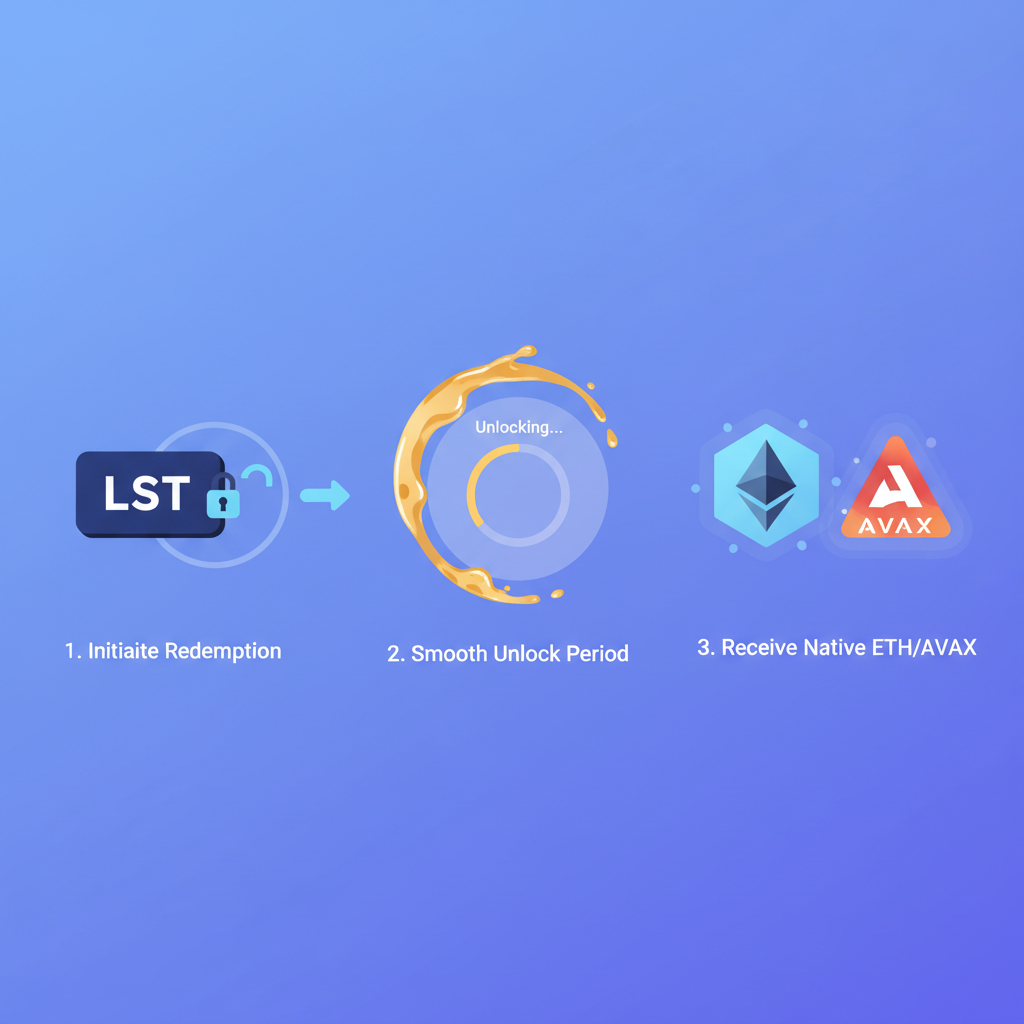 redeeming LST tokens back to native ETH/AVAX, smooth unlock animation