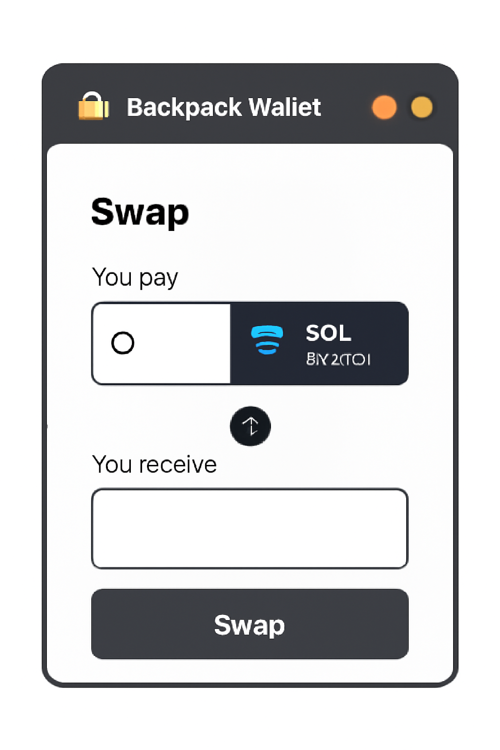 A user interface of Backpack Wallet displaying the swap feature with SOL selected and current price shown as $219.14.