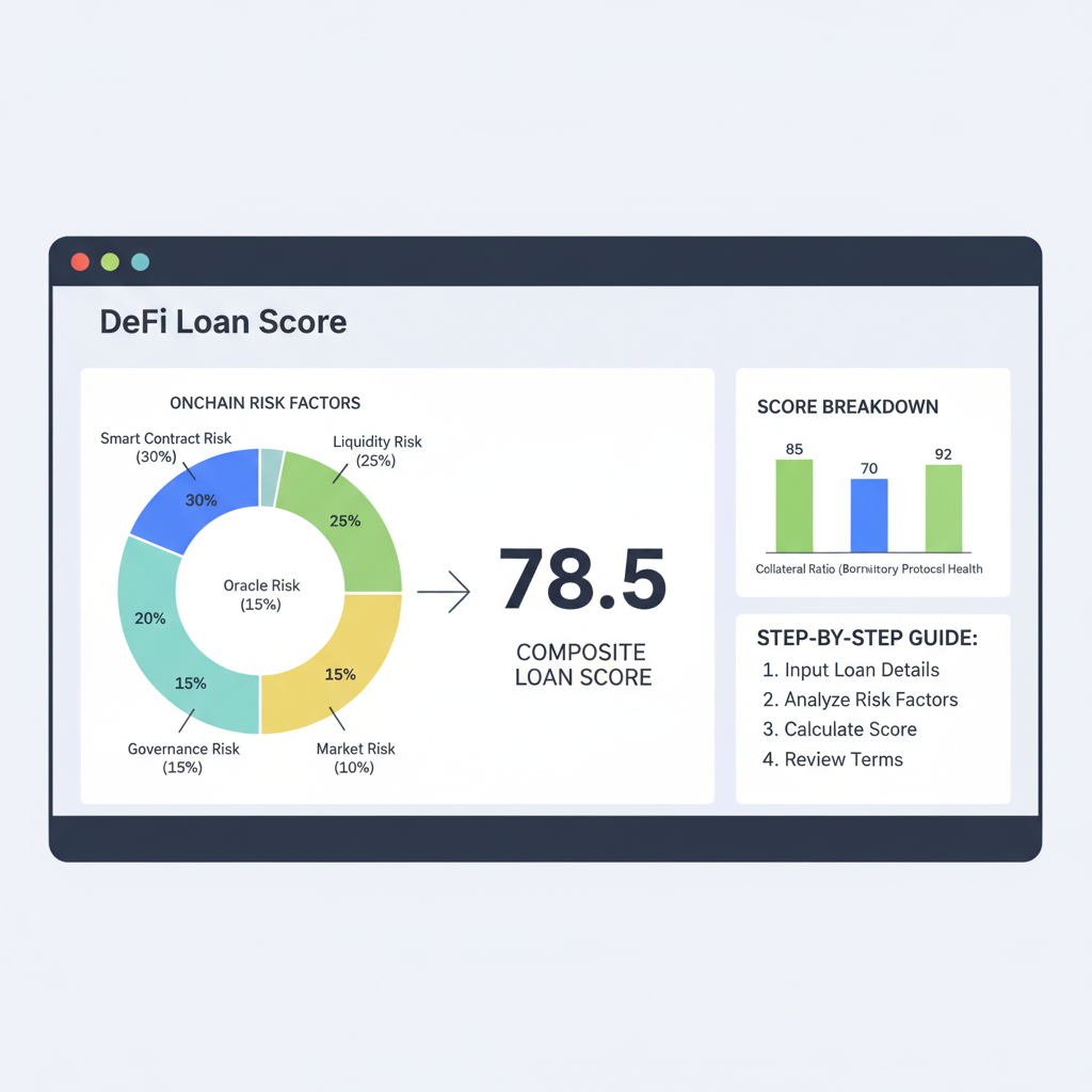 weighting onchain risk factors chart for DeFi loan score, analytical dashboard