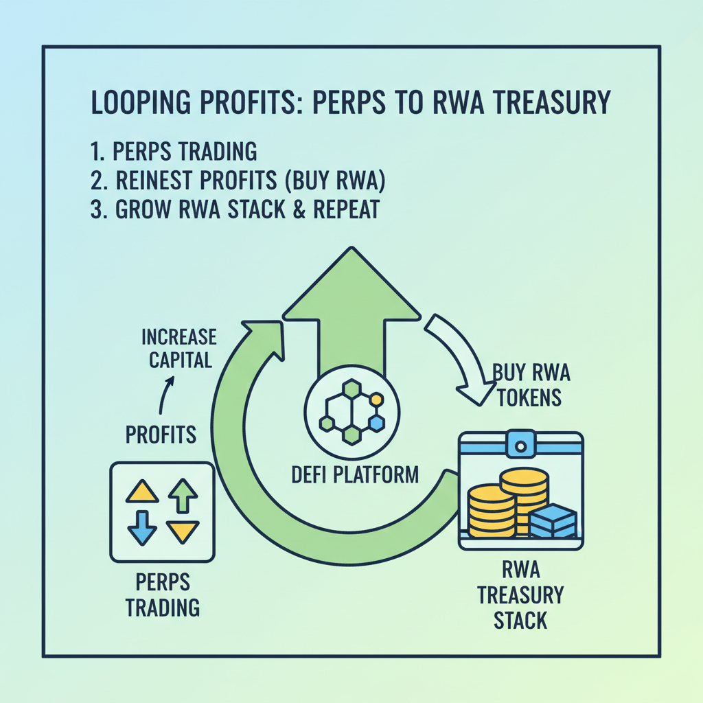 looping profits from perps back into growing stack of RWA treasury tokens in DeFi