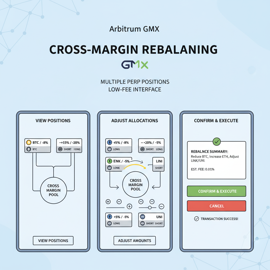 cross-margin rebalancing multiple perp positions on Arbitrum GMX low-fee interface