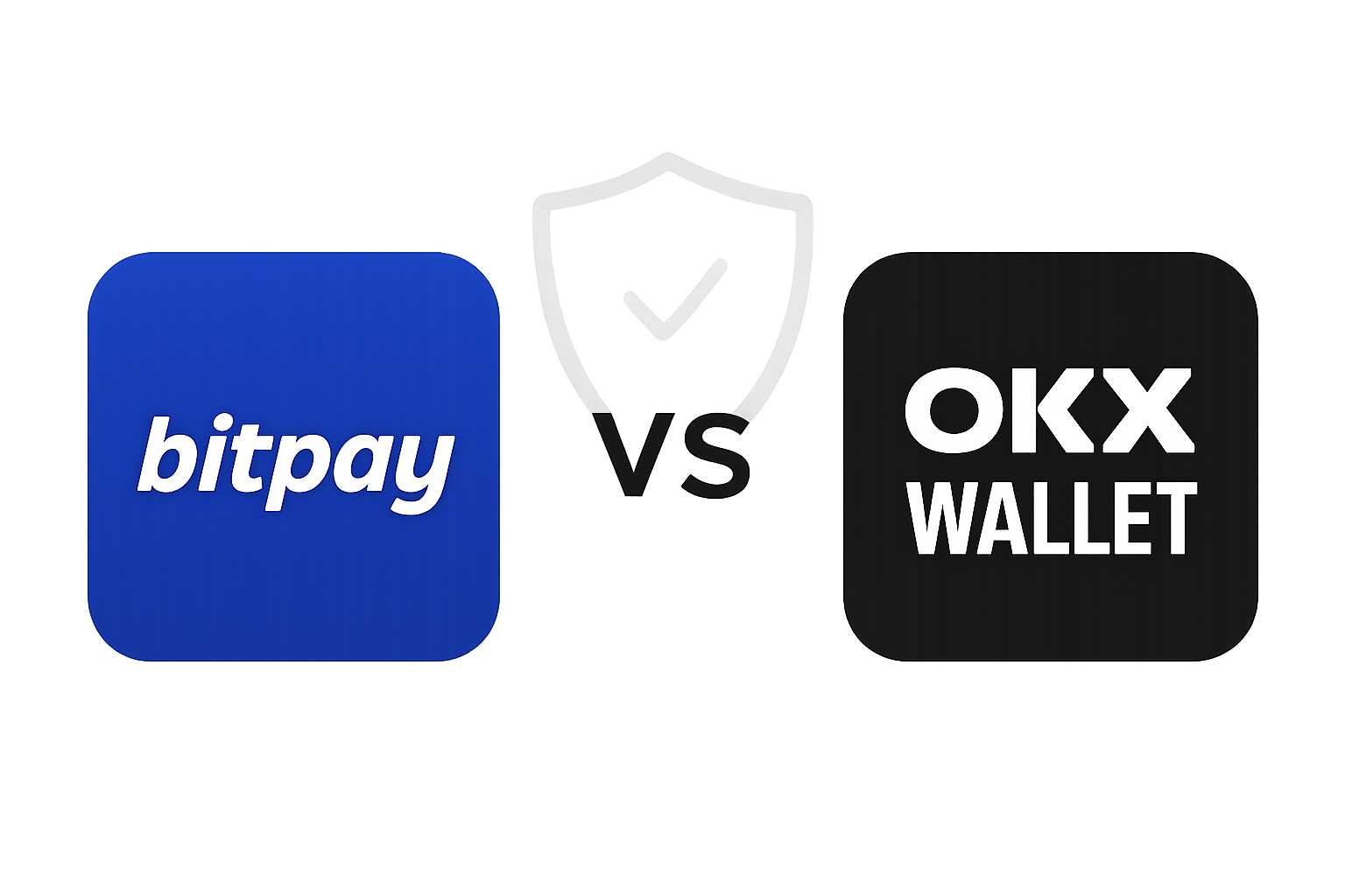 A comparison of BitPay and OKX wallet logos on a clean, modern background, suggesting security and trust.