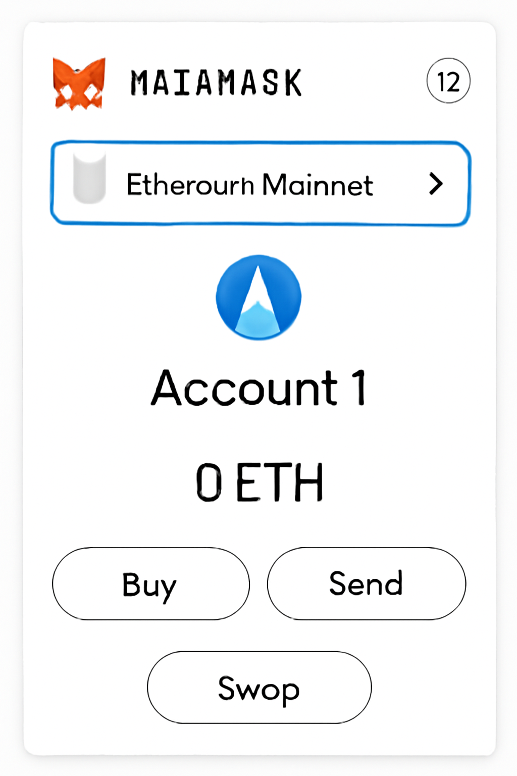 MetaMask wallet interface showing Ethereum Mainnet selected, clean UI, network switcher highlighted