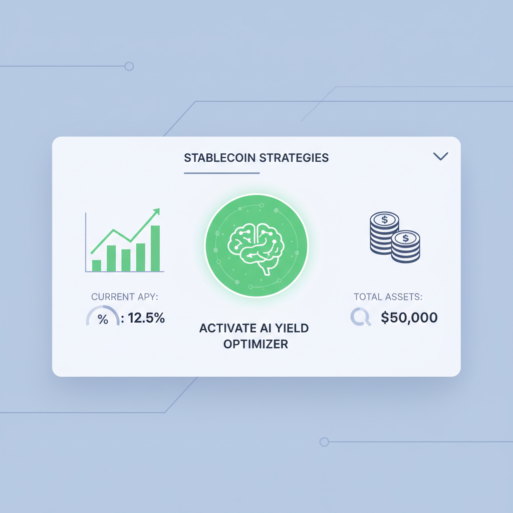 button activating AI stablecoin yield optimizer in dashboard